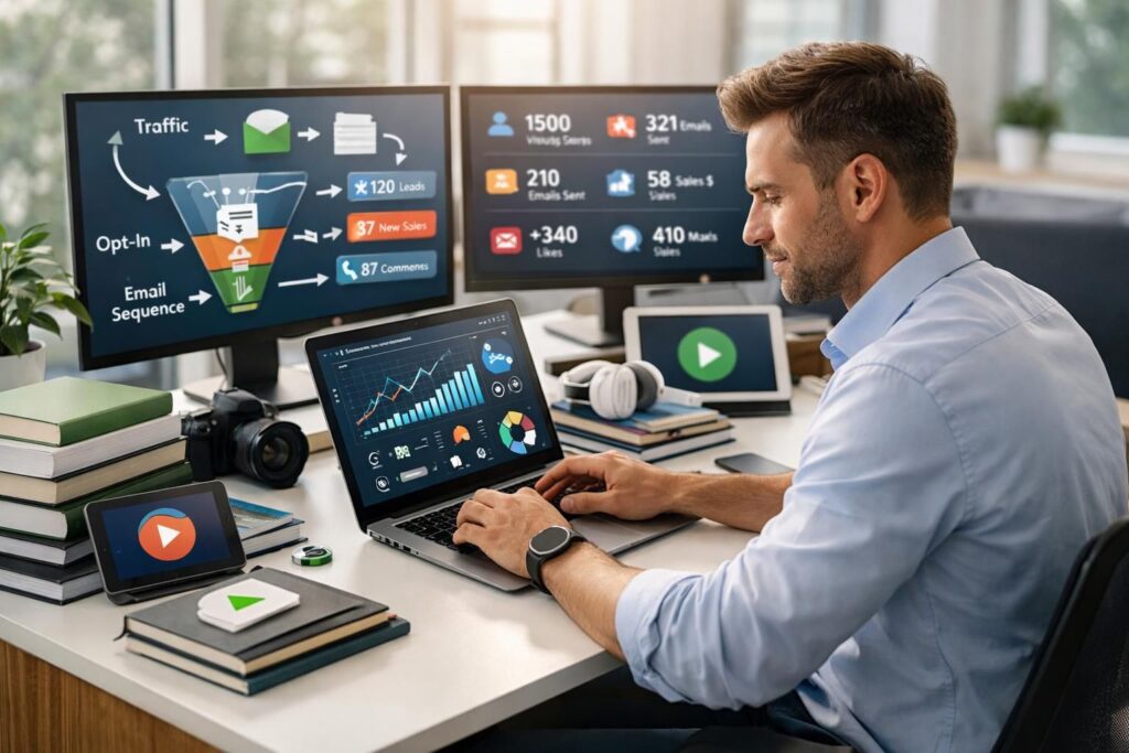 découvrez comment les entrepreneurs utilisent le contenu evergreen et les tunnels automatisés pour créer des sources de revenus en ligne durables et efficaces.